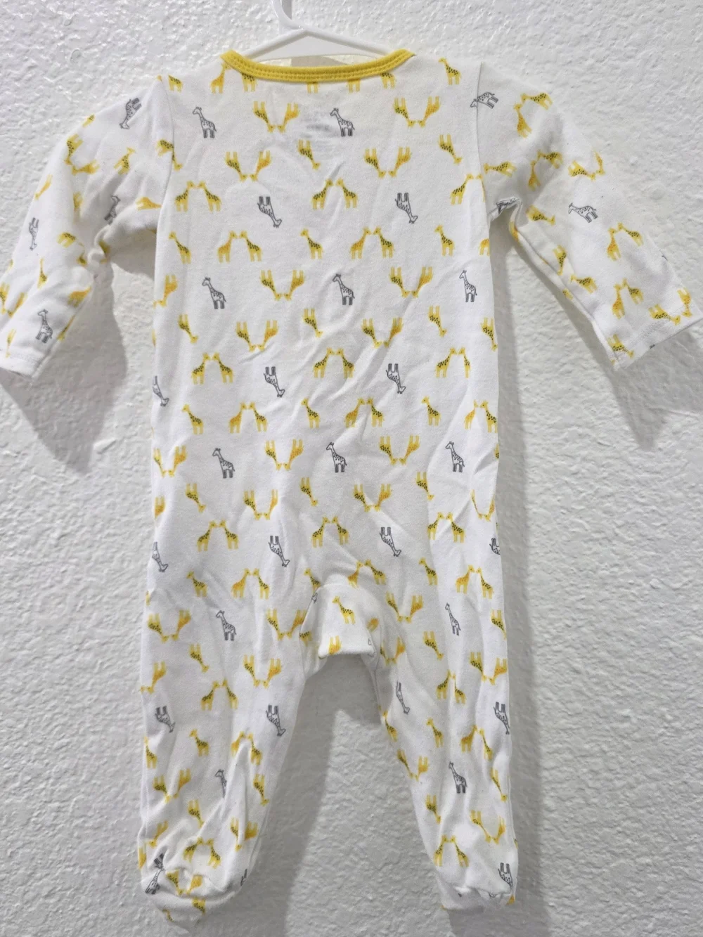 Carter's White Footed One-Piece with Yellow & Gray Giraffe Print